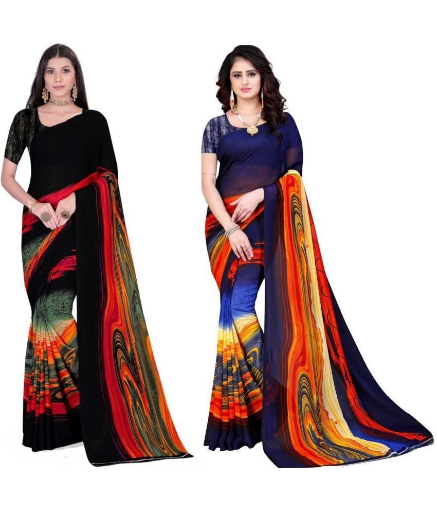     			LEELAVATI - Multicolor Georgette Saree With Blouse Piece ( Pack of 2 )