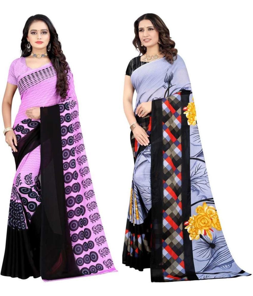     			LEELAVATI - Multicolor Georgette Saree With Blouse Piece ( Pack of 2 )