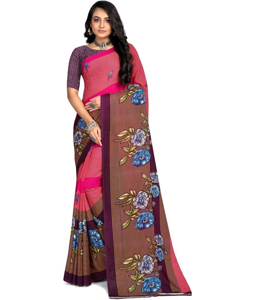     			LEELAVATI - Pink Georgette Saree With Blouse Piece ( Pack of 1 )