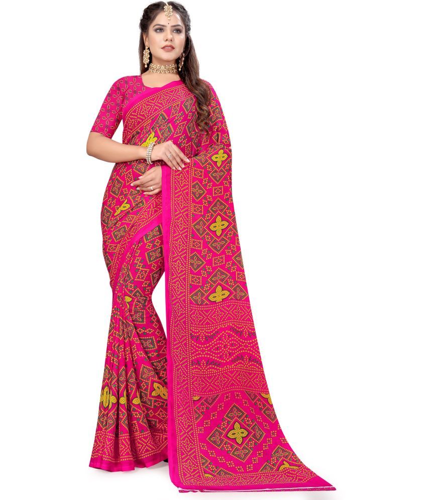     			LEELAVATI - Pink Georgette Saree With Blouse Piece ( Pack of 1 )