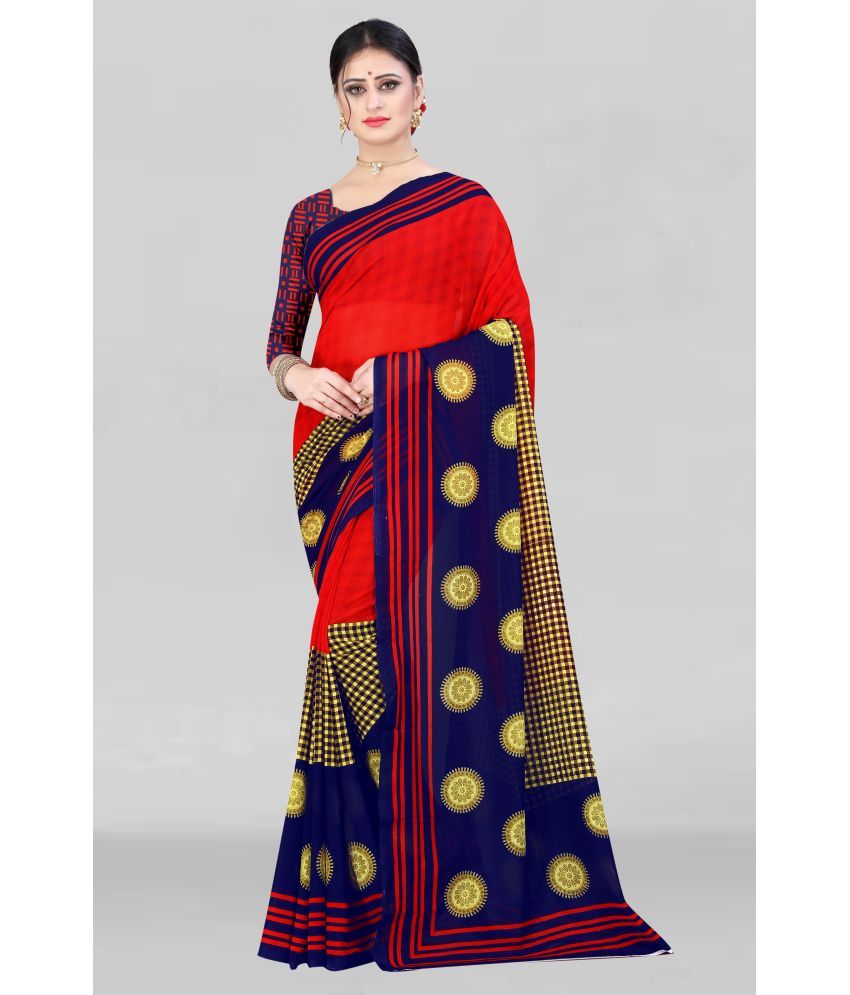     			LEELAVATI - Red Georgette Saree With Blouse Piece ( Pack of 1 )