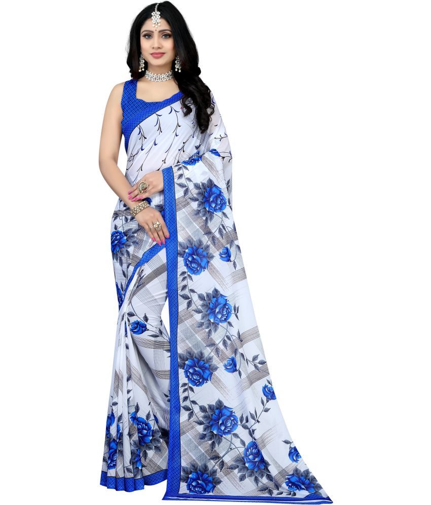     			LEELAVATI - White Georgette Saree With Blouse Piece ( Pack of 1 )