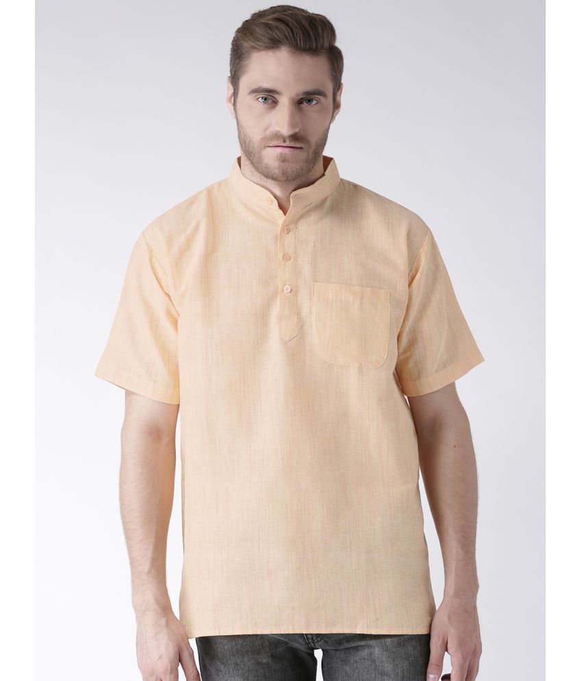     			RIAG - Beige Cotton Blend Men's Shirt Style Kurta ( Pack of 1 )