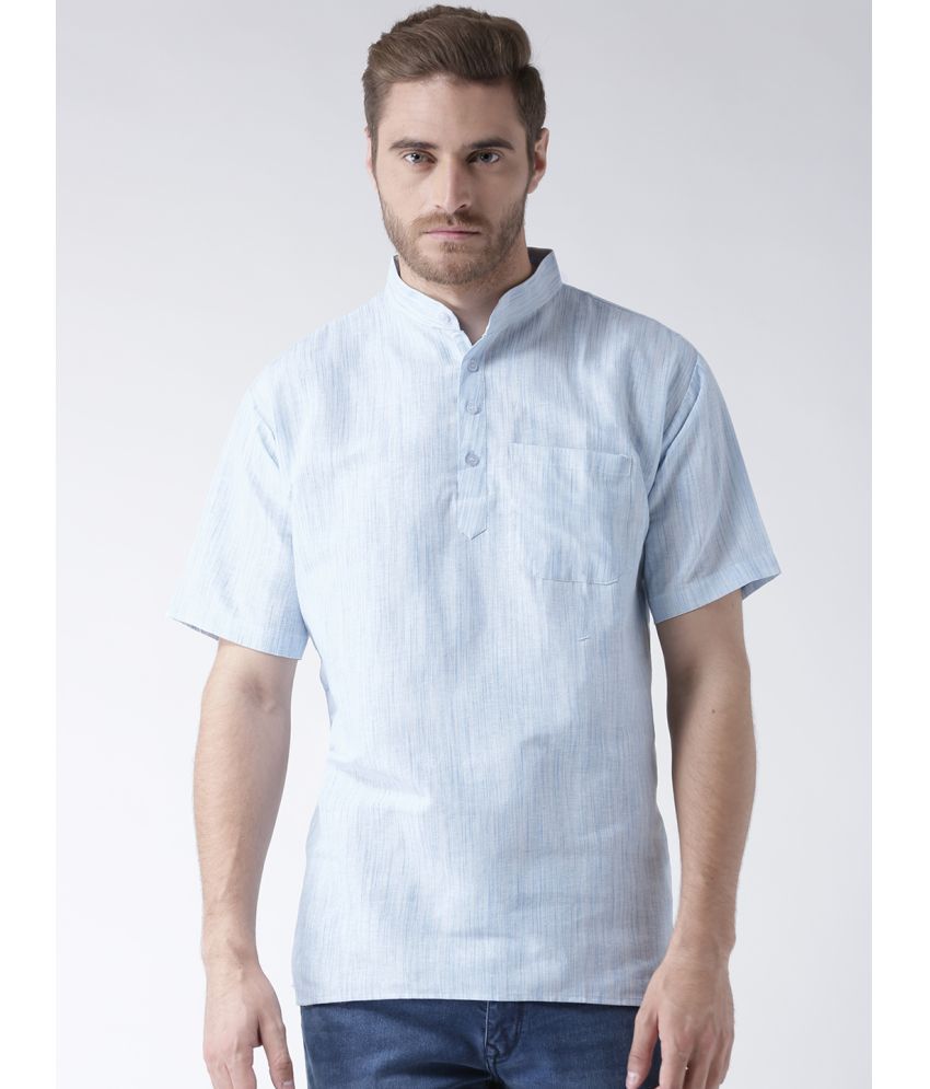     			RIAG - Blue Cotton Blend Men's Shirt Style Kurta ( Pack of 1 )