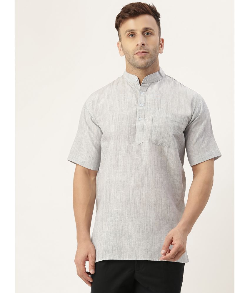    			RIAG - Grey Cotton Blend Men's Shirt Style Kurta ( Pack of 1 )