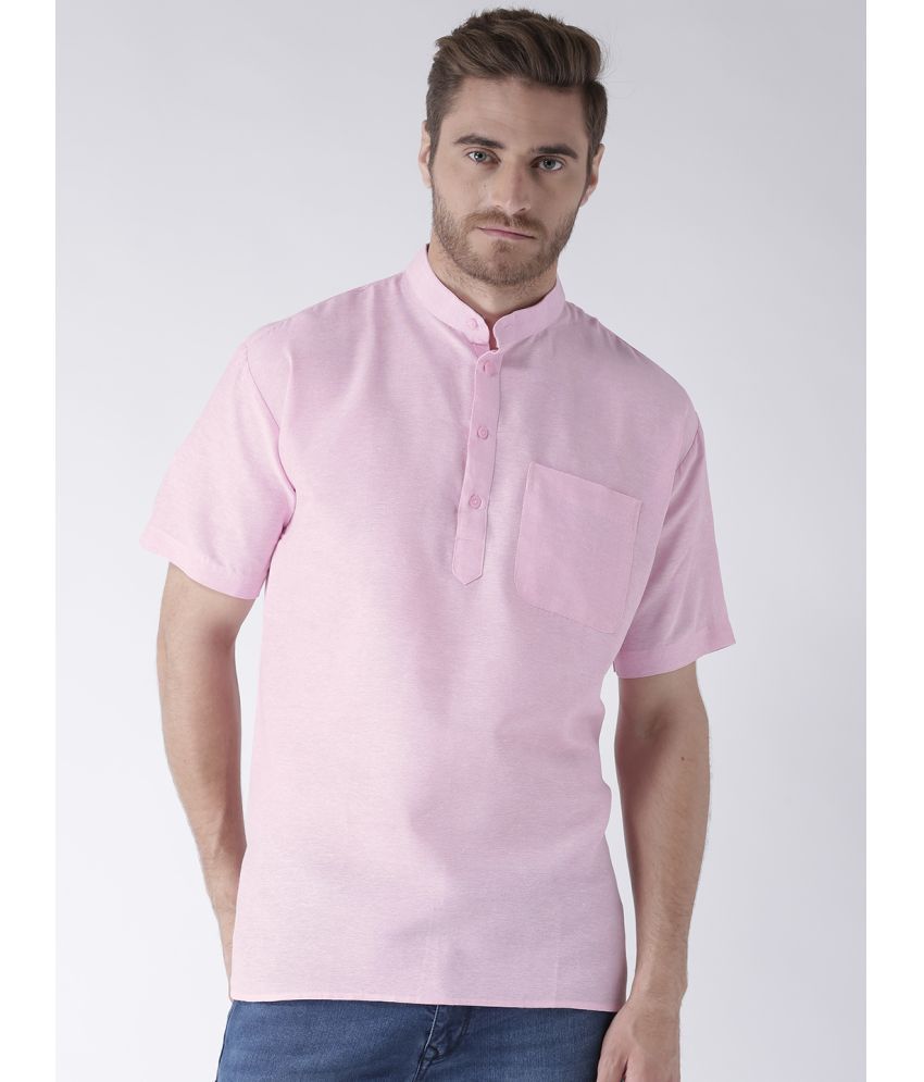     			RIAG - Pink Cotton Blend Men's Shirt Style Kurta ( Pack of 1 )