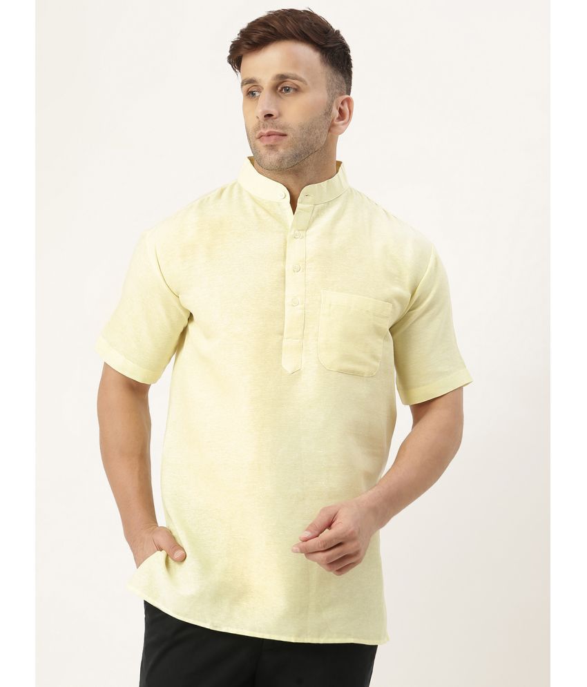     			RIAG - Yellow Cotton Blend Men's Shirt Style Kurta ( Pack of 1 )