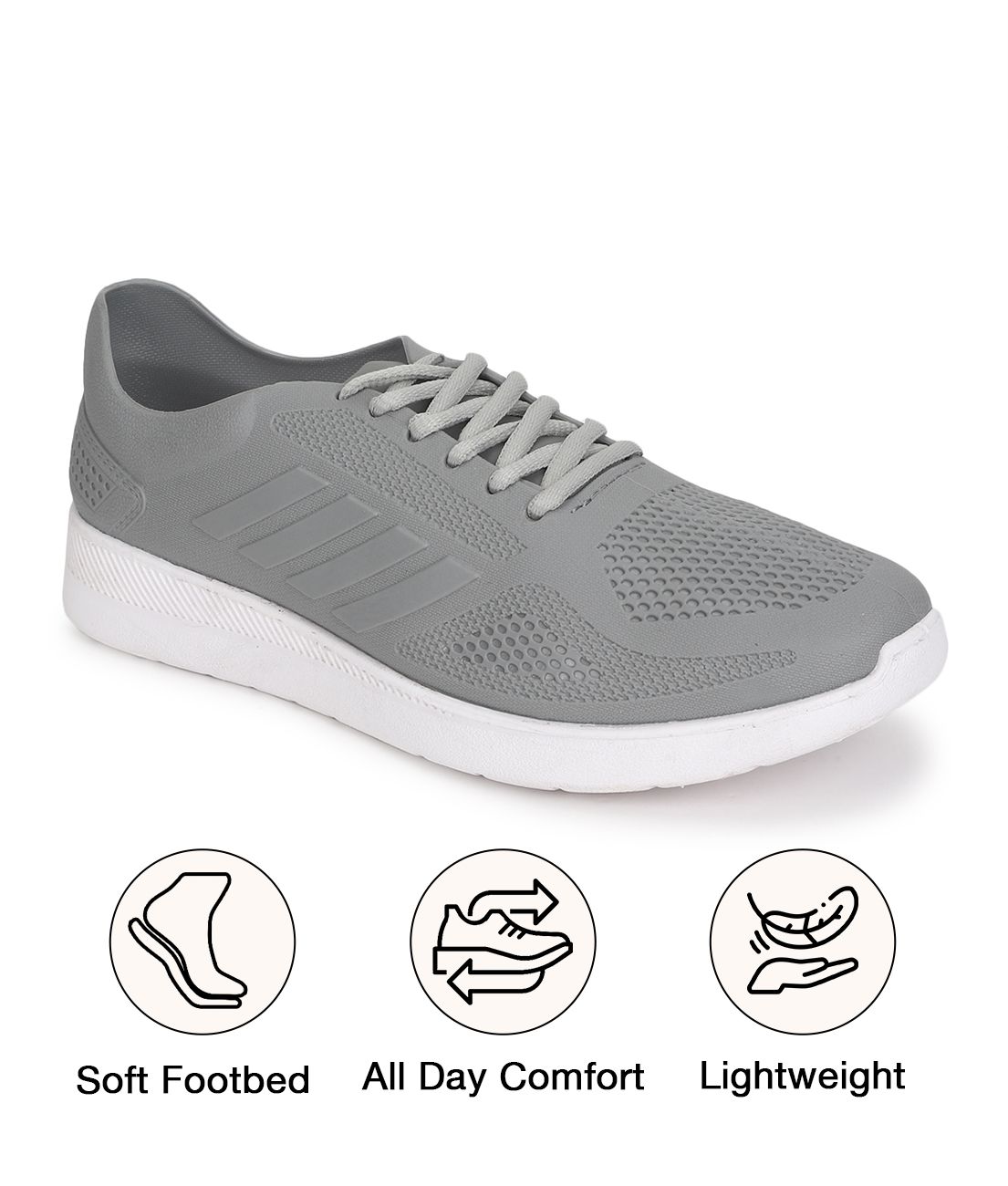     			UrbanMark Men Casual Light Weight Perforated Lace-Up Sneakers- Grey