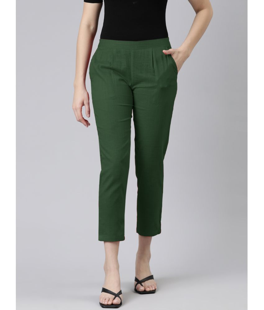     			WIMIN - Green Cotton Blend Regular Women's Casual Pants ( Pack of 1 )