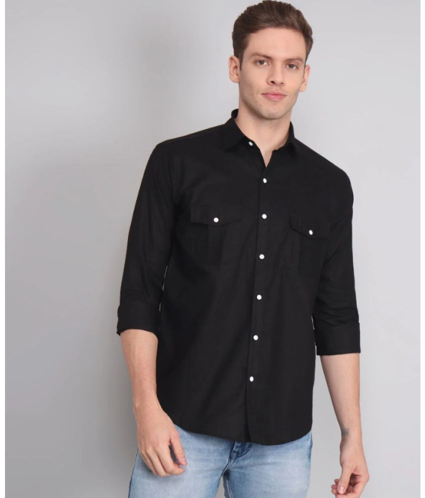 trybuy - Black Linen Regular Fit Men's Casual Shirt ( Pack of 1 )