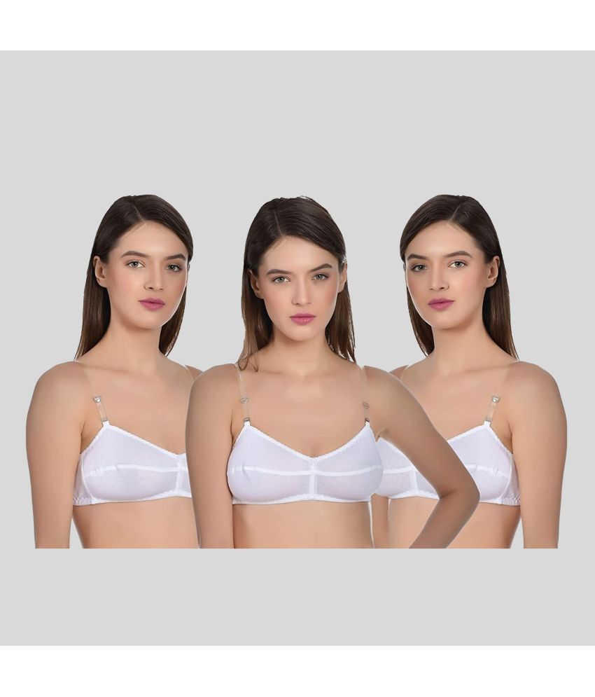     			AIMLY Pack of 3 Cotton Blend Non Padded Women's T-Shirt Bra ( White )