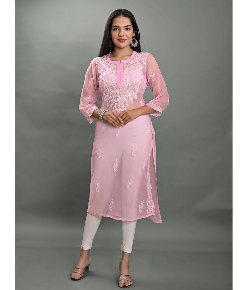     			Apratim - Pink Georgette Women's Straight Kurti ( Pack of 1 )