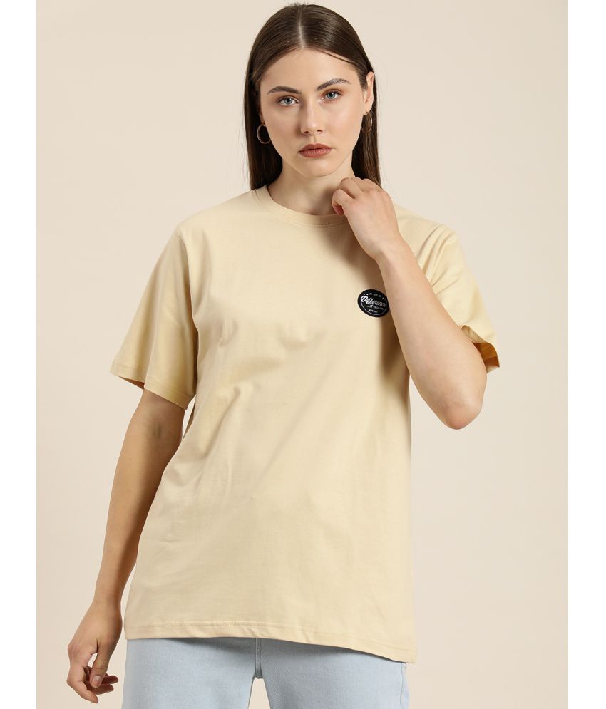     			Difference of Opinion - Beige Cotton Loose Fit Women's T-Shirt ( Pack of 1 )