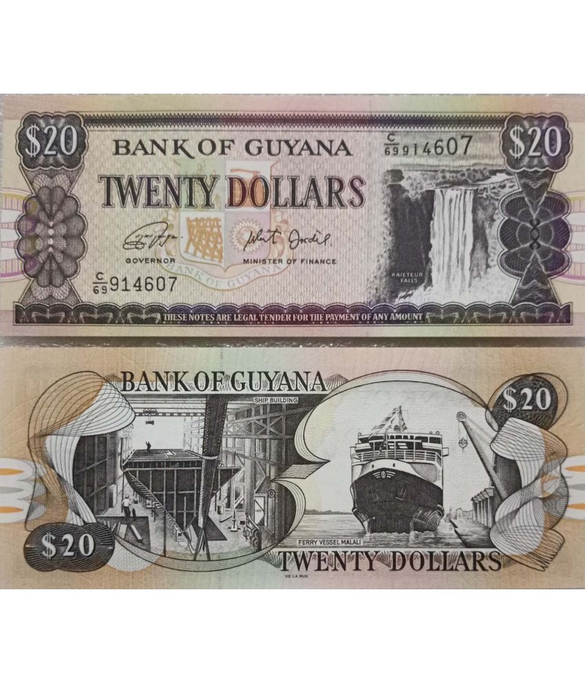     			Hop n Shop - Rare Guyana 20 Dollars Top Grade Gem UNC 1 Paper currency & Bank notes