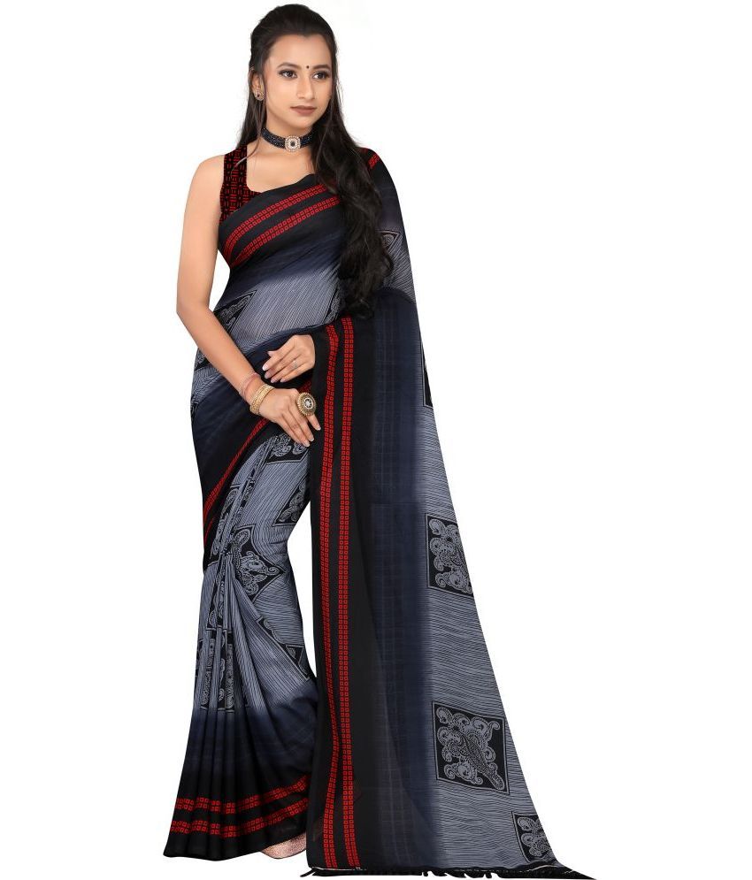     			LEELAVATI - Grey Georgette Saree With Blouse Piece ( Pack of 1 )