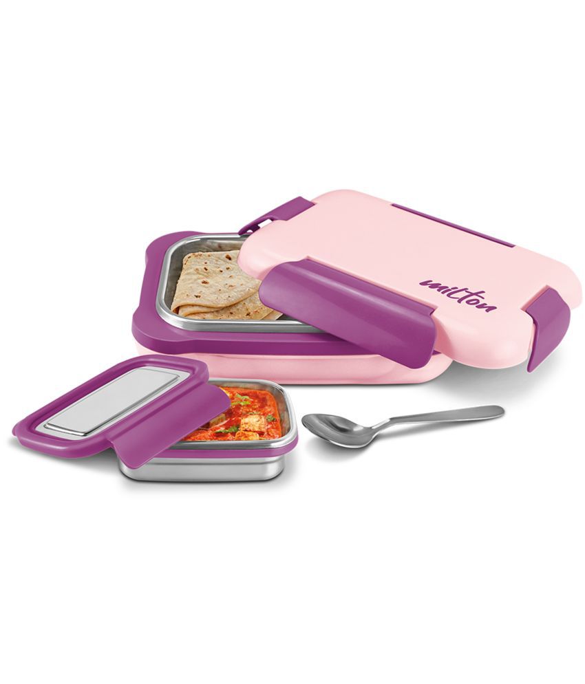     			MILTON More Meal Insulated Large Tiffin Box 770ml with Inner Stainless Steel Box 175ml & Spoon Pink