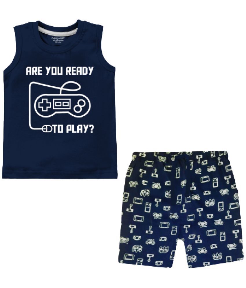     			NammaBaby - Blue Cotton Boys T-Shirt & Shorts ( Pack of 1 )