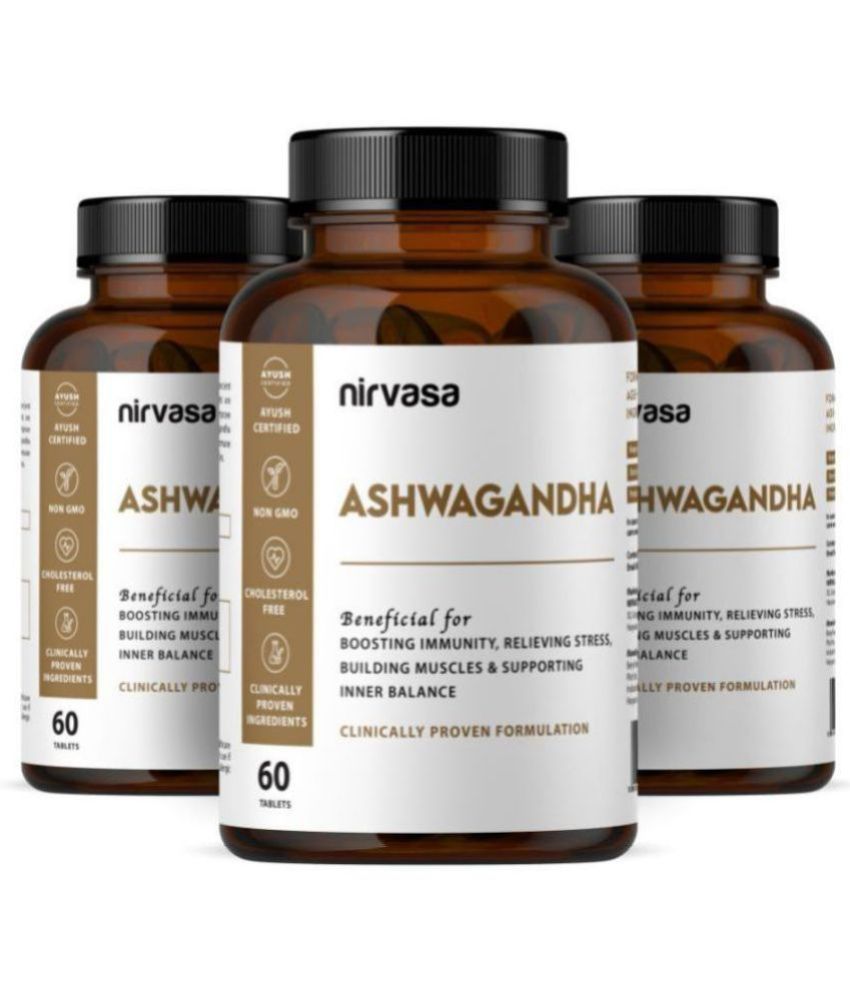     			Nirvasa Ashwagandha Tablets for Men & Women (500 mg), 60 Tablets (Pack of 3)
