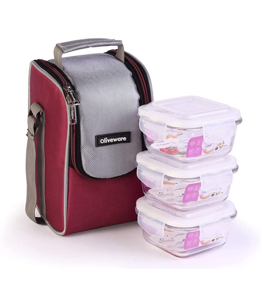     			Oliveware - Glass Lunch Box 3 - Container ( Pack of 1 )