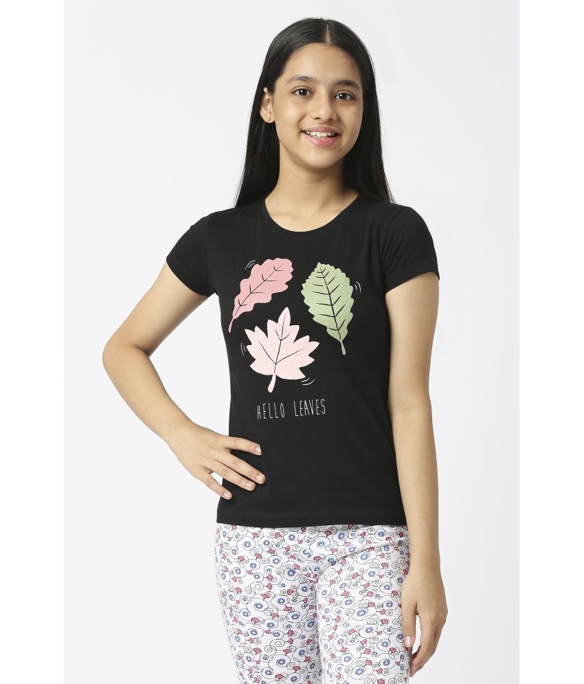     			Sini Mini - Black 100% Cotton Girls T-Shirt ( Pack of 1 )