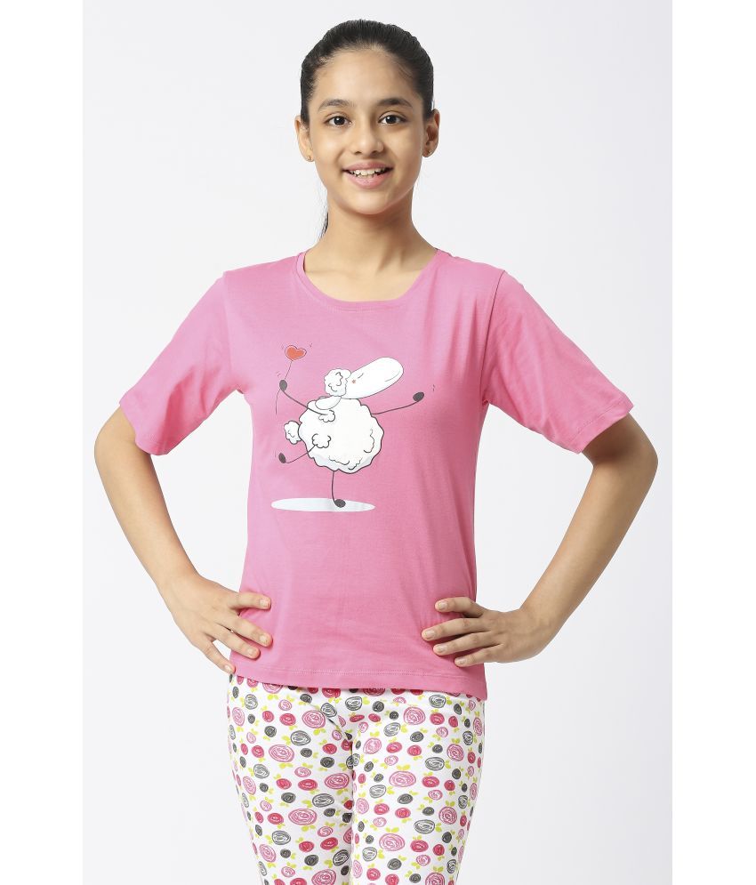     			Sini Mini - Pink 100% Cotton Girls T-Shirt ( Pack of 1 )