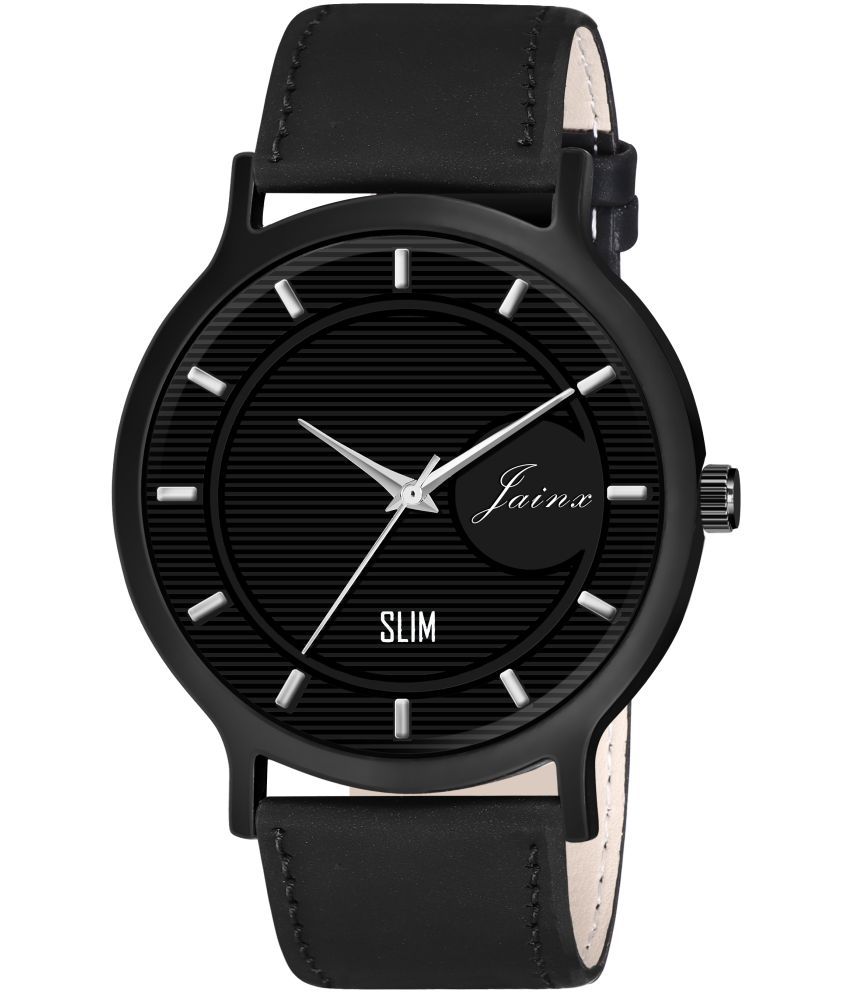     			Jainx - Black Leather Analog Men's Watch
