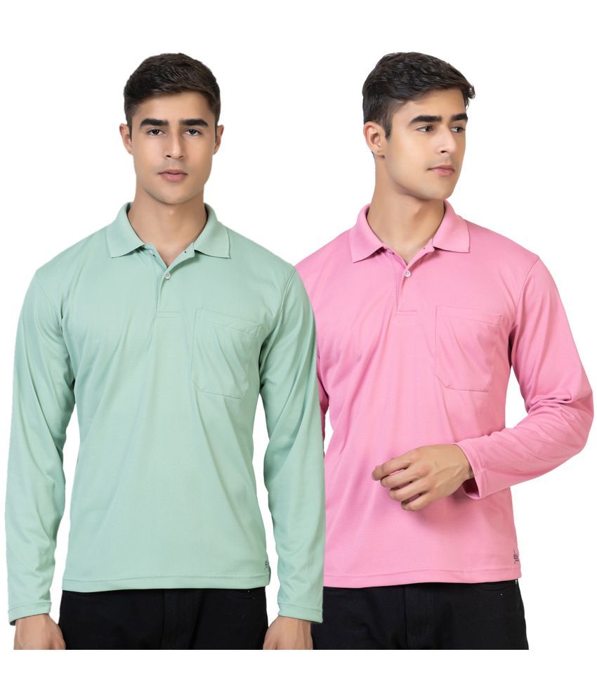     			YHA - Light Green Cotton Blend Regular Fit Men's T-Shirt ( Pack of 2 )