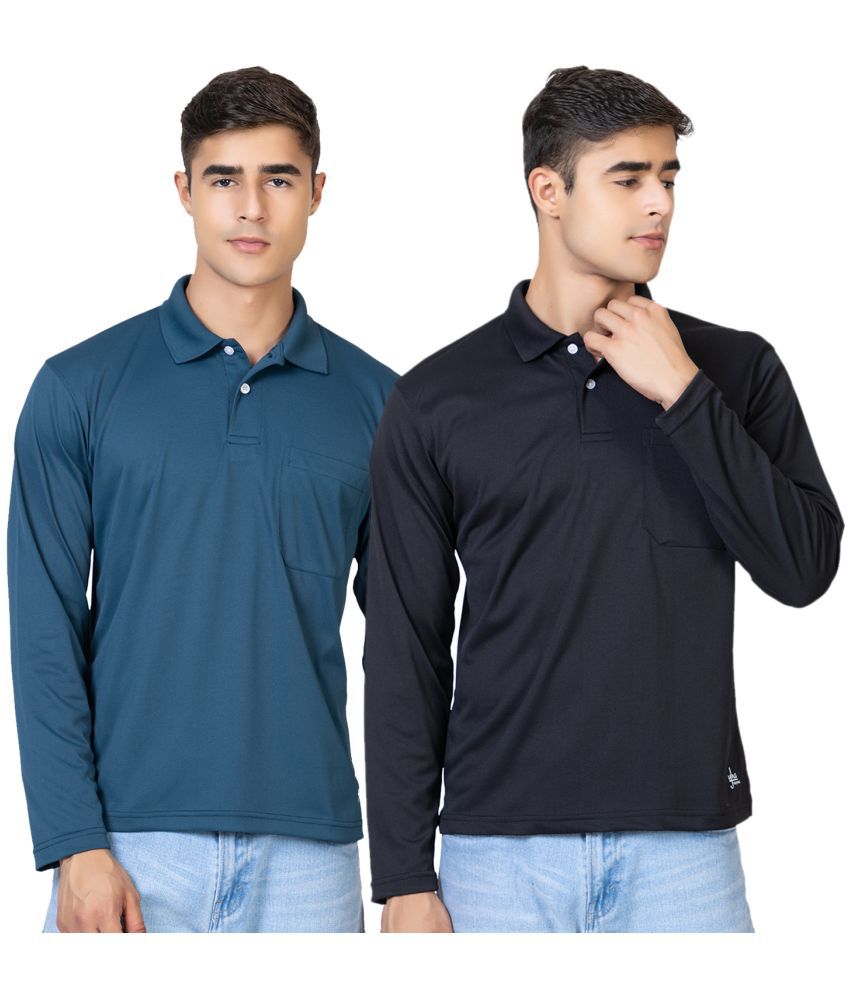     			YHA - Teal Blue Cotton Blend Regular Fit Men's T-Shirt ( Pack of 2 )