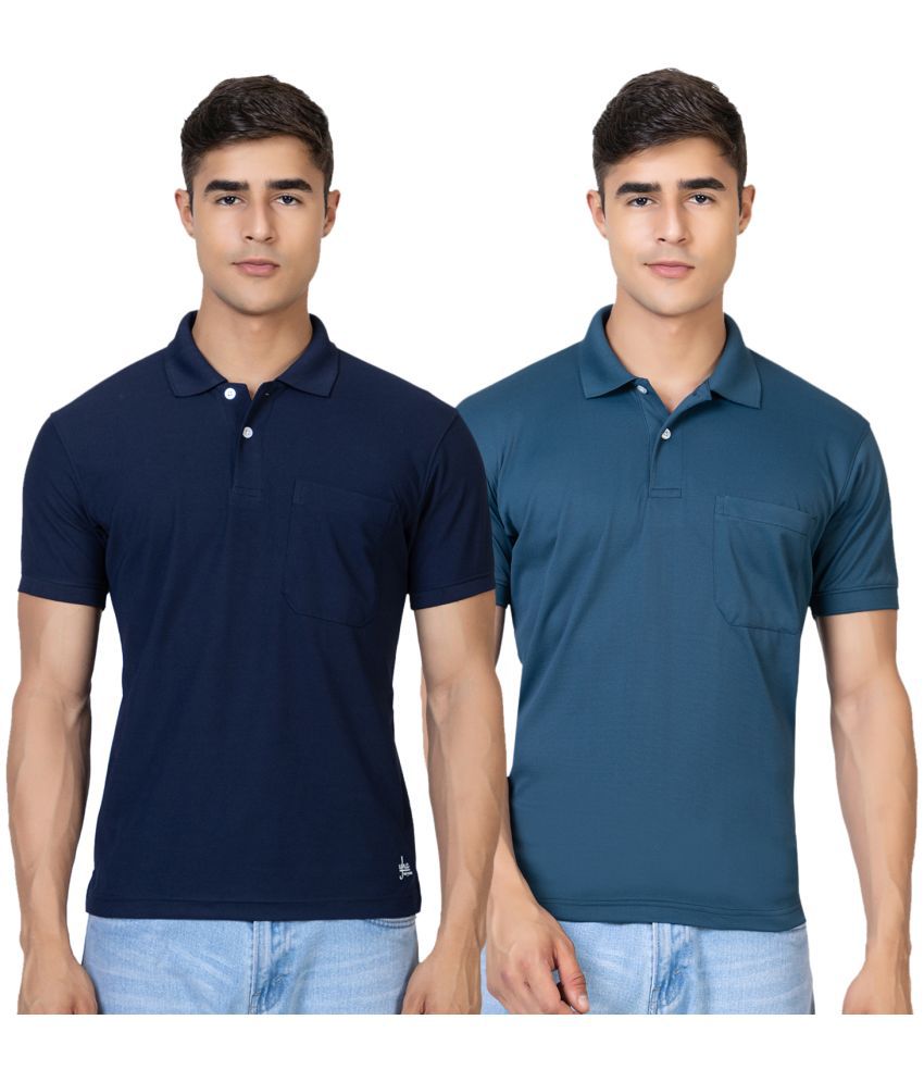     			YHA - Teal Cotton Blend Regular Fit Men's T-Shirt ( Pack of 2 )