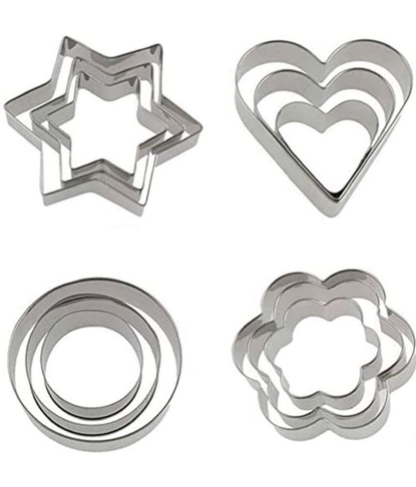     			purple dust - Silver Stainless Steel 12 Pcs of Cookie Cutter ( Set of 1 )