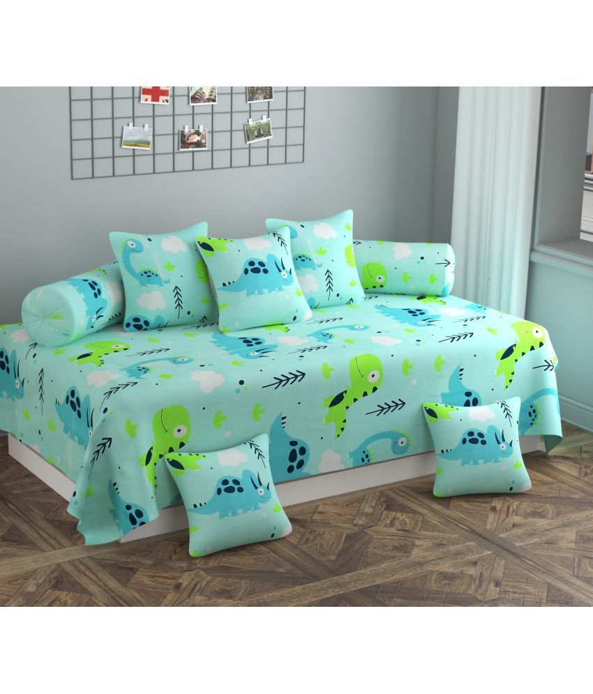     			Apala Microfibre Abstract Diwan Set 8 Pcs - green