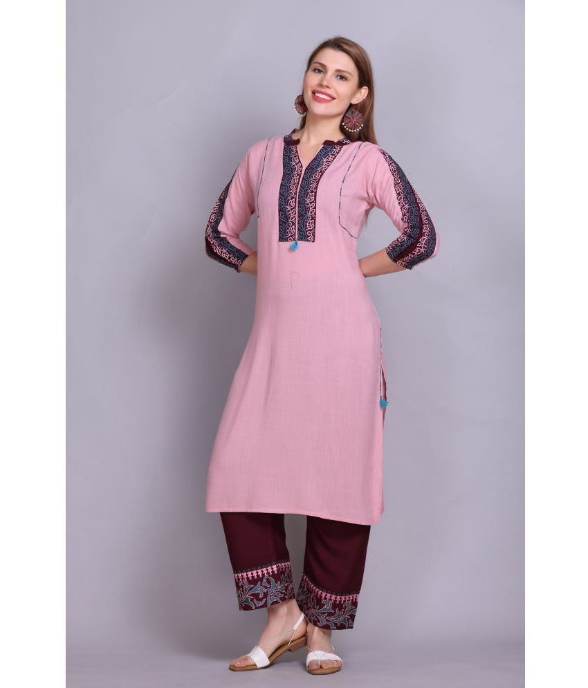     			ELTHIA - Lavender Cotton Women's Straight Kurti ( Pack of 1 )