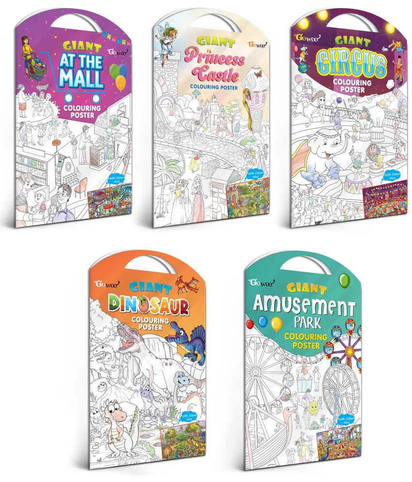     			GIANT AT THE MALL COLOURING Charts, GIANT PRINCESS CASTLE COLOURING Charts, GIANT CIRCUS COLOURING Charts, GIANT DINOSAUR COLOURING Charts and GIANT AMUSEMENT PARK COLOURING Charts | Combo of 5 Charts I Coloring Charts Ultimate Collection