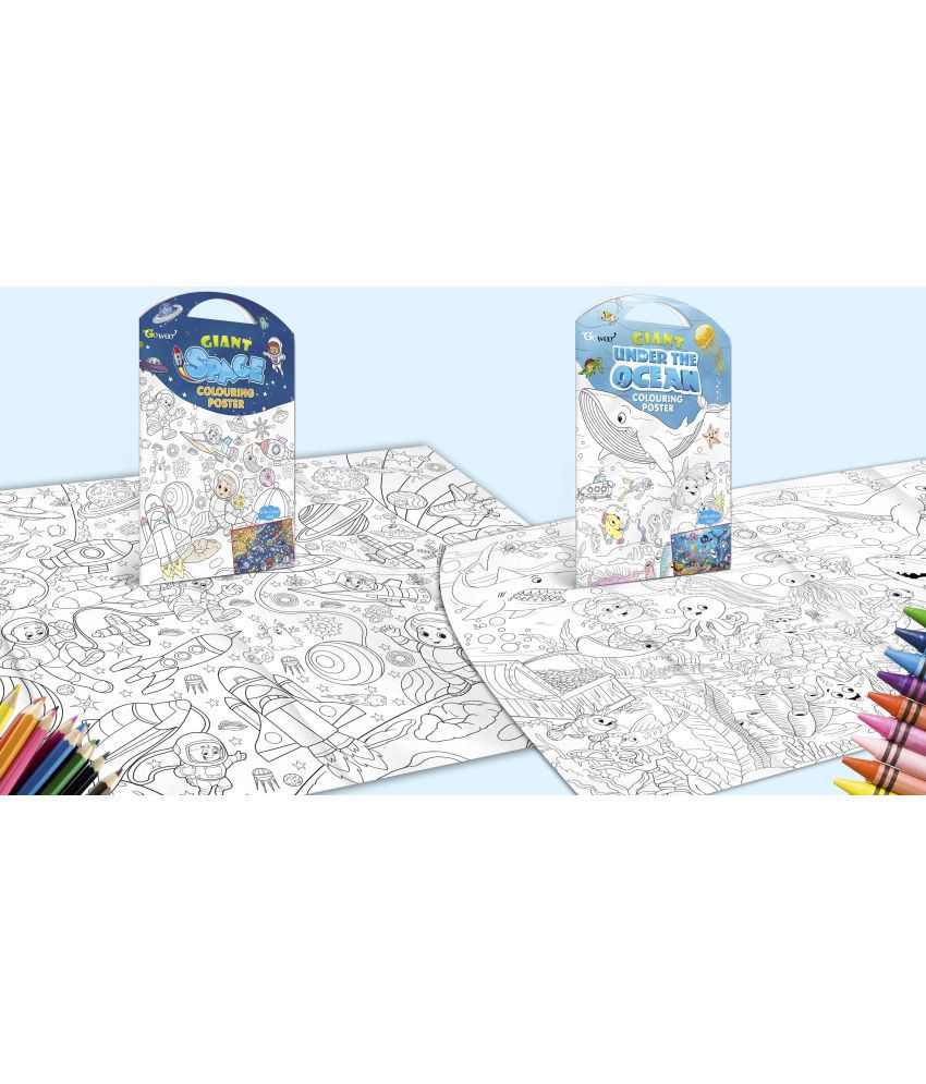     			GIANT SPACE COLOURING Charts and GIANT UNDER THE OCEAN COLOURING Charts | Combo pack of 2 Charts I Giant Coloring Charts for Adults and Kids