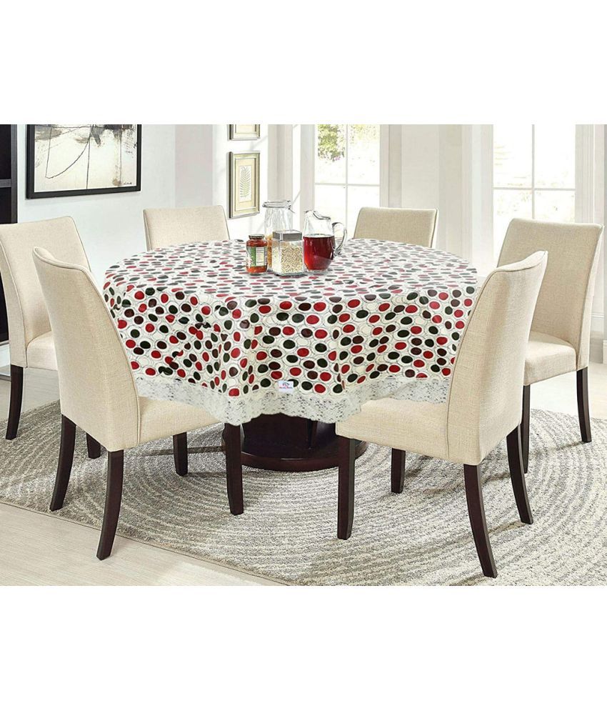     			Printed PVC 4 Seater Round Table Cover ( 152 x 152 ) cm Pack of 1 Red