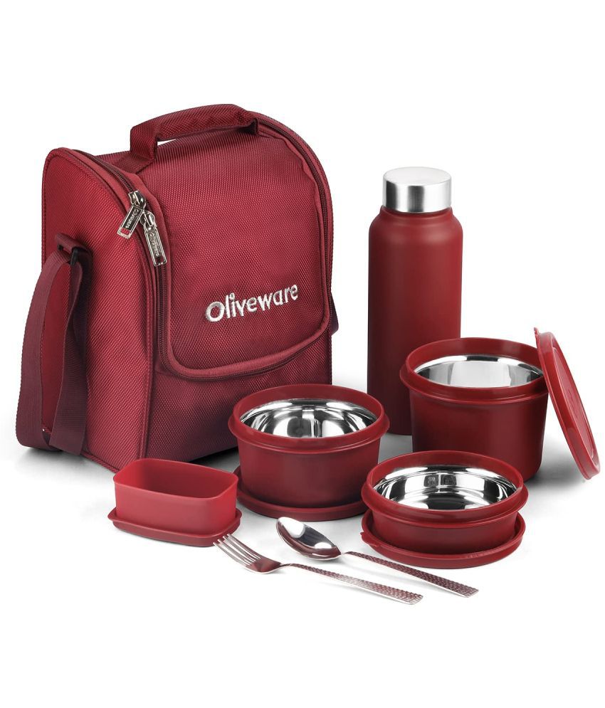     			Oliveware - Stainless Steel Insulated Lunch Box 4 - Container ( Pack of 5 )