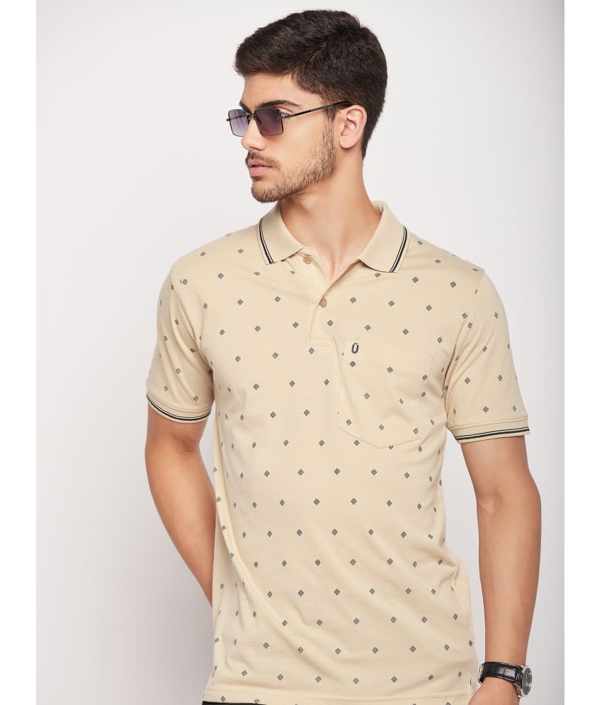     			UNIBERRY - Beige Cotton Blend Regular Fit Men's Polo T Shirt ( Pack of 1 )
