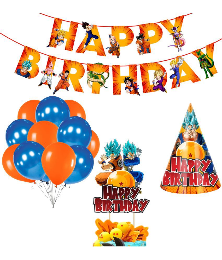     			Zyozi Dragon Ball Z Birthday Party Supplies and Decorations for Boys Includes Birthday Cap Balloons Banner Cake Topper for Kids Pack of 28