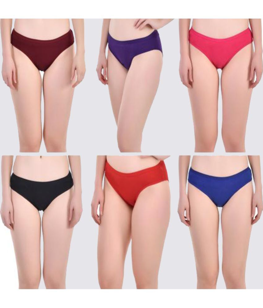     			AKAKEE - Multicolor Cotton Solid Women's Briefs ( Pack of 6 )