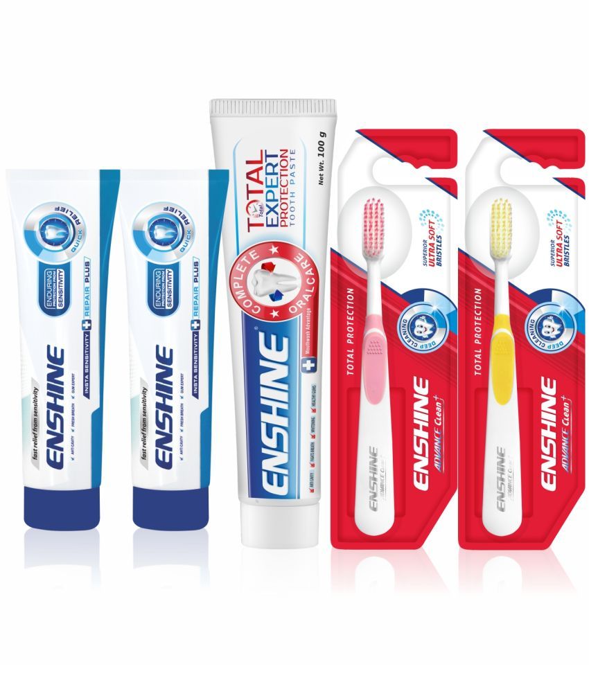     			Enshine Insta Sensitivity Toothpaste (2x50g) + Total Expert Toothpaste (100g) + 2 Toothbrush - Combo