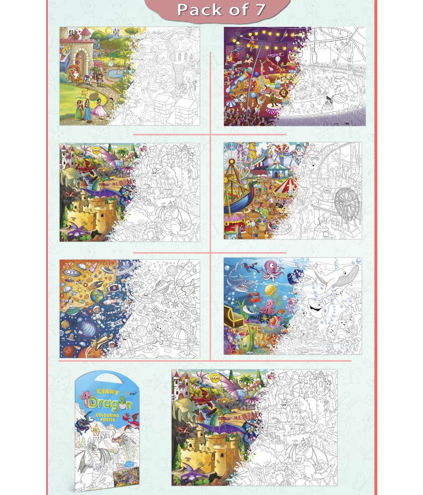     			GIANT PRINCESS CASTLE COLOURING , GIANT CIRCUS COLOURING , GIANT DINOSAUR COLOURING , GIANT AMUSEMENT PARK COLOURING , GIANT SPACE COLOURING , GIANT UNDER THE OCEAN COLOURING  and GIANT DRAGON COLOURING  | Set of 2 s I Giant Coloring s Master Collection