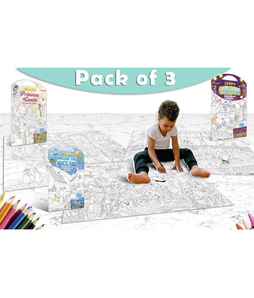     			GIANT PRINCESS CASTLE COLOURING POSTER, GIANT CIRCUS COLOURING POSTER and GIANT UNDER THE OCEAN COLOURING POSTER | Gift Pack of 3 Posters I Kids' Coloring Poster Ultimate Pack