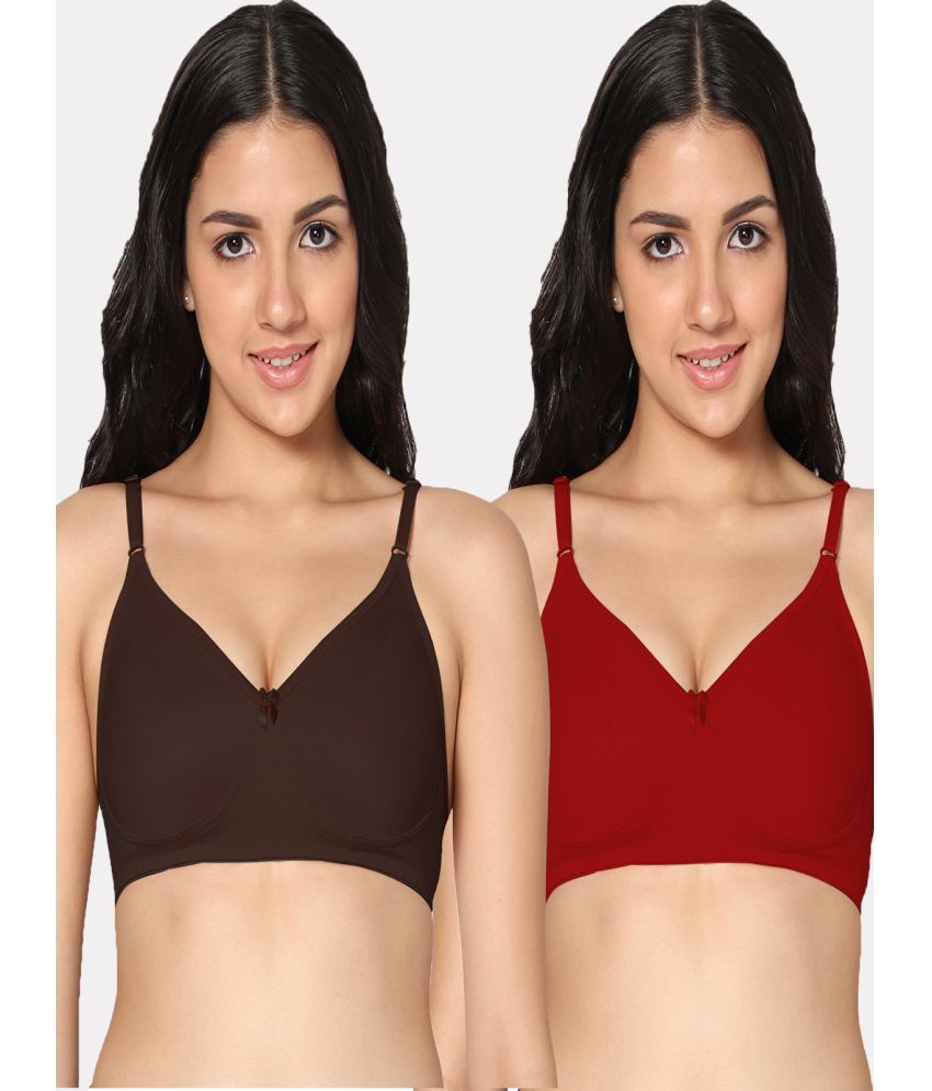     			IN CARE LINGERIE Pack of 2 Cotton Non Padded Women's T-Shirt Bra ( Multicolor )