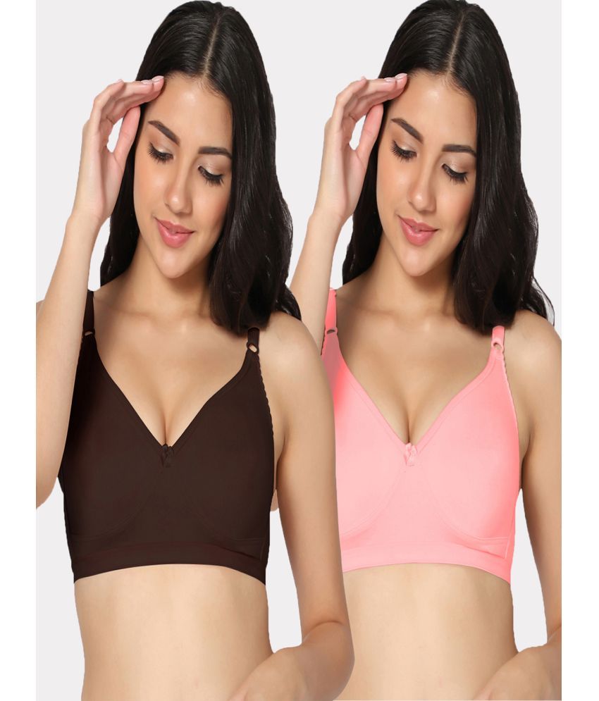     			IN CARE LINGERIE Pack of 2 Cotton Non Padded Women's T-Shirt Bra ( Multicolor )