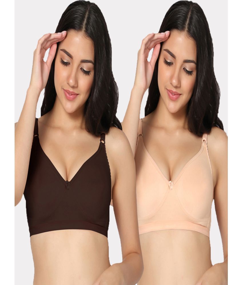     			IN CARE LINGERIE Pack of 2 Cotton Non Padded Women's Everyday Bra ( Multicolor )