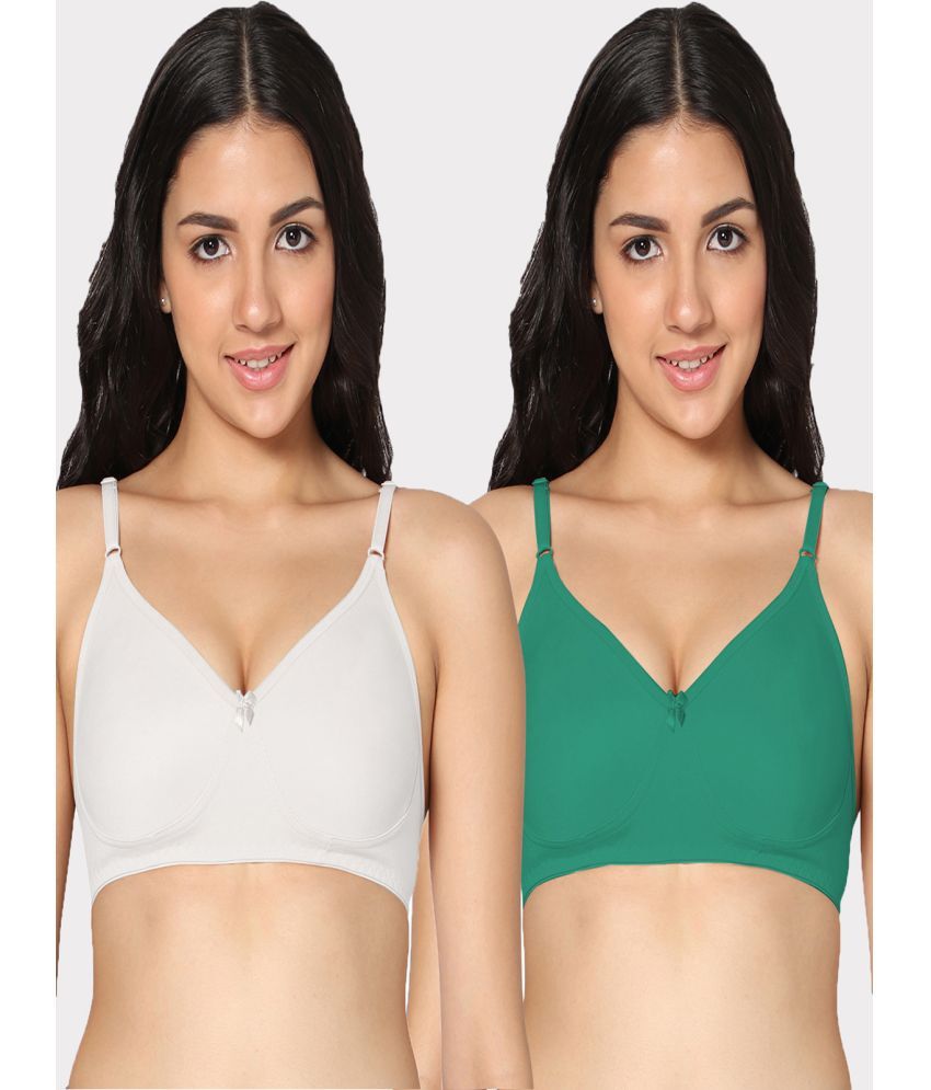     			IN CARE LINGERIE Pack of 2 Cotton Non Padded Women's T-Shirt Bra ( Multicolor )