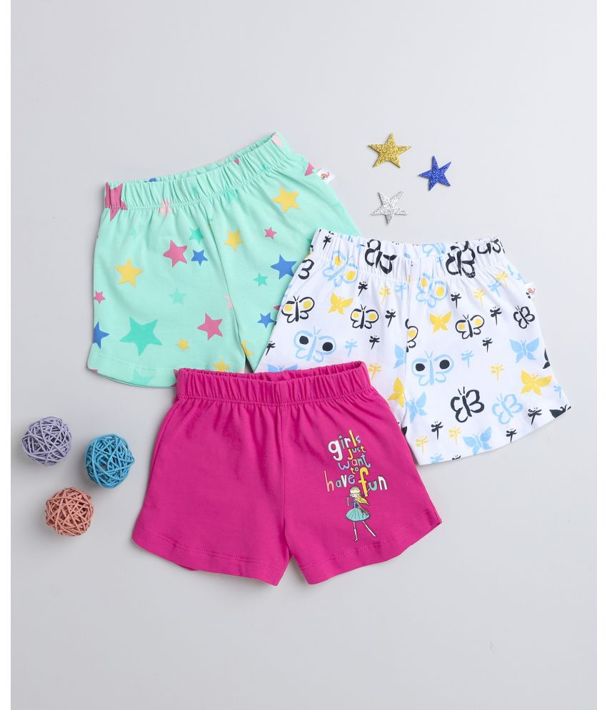     			BUMZEE Green & Pink Girls Shorts Pack Of 3 Age - 6-12 Months