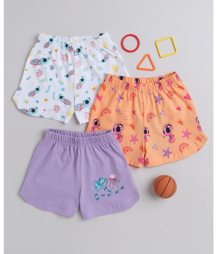     			BUMZEE Orange & White Girls Shorts Pack Of 3 Age - 18-24 Months