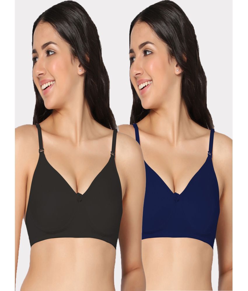     			IN CARE LINGERIE Pack of 2 Cotton Non Padded Women's T-Shirt Bra ( Multicolor )