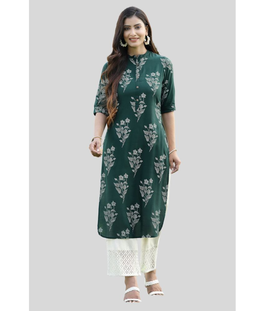     			Juniper - Green Rayon Women's Straight Kurti ( Pack of 1 )